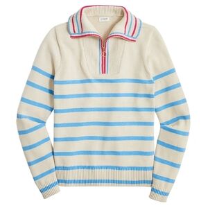 J. Crew Factory Striped Half-Zip Pullover Preppy Nautical Sweater